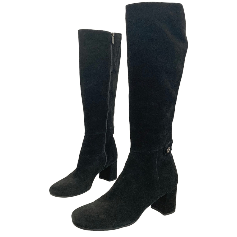 La Canadienne heeled Black winter rain Waterproof Suede leather tall boots 9